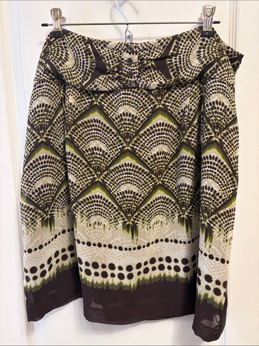 Worthington Brown, Green and Cream Patterned Skirt